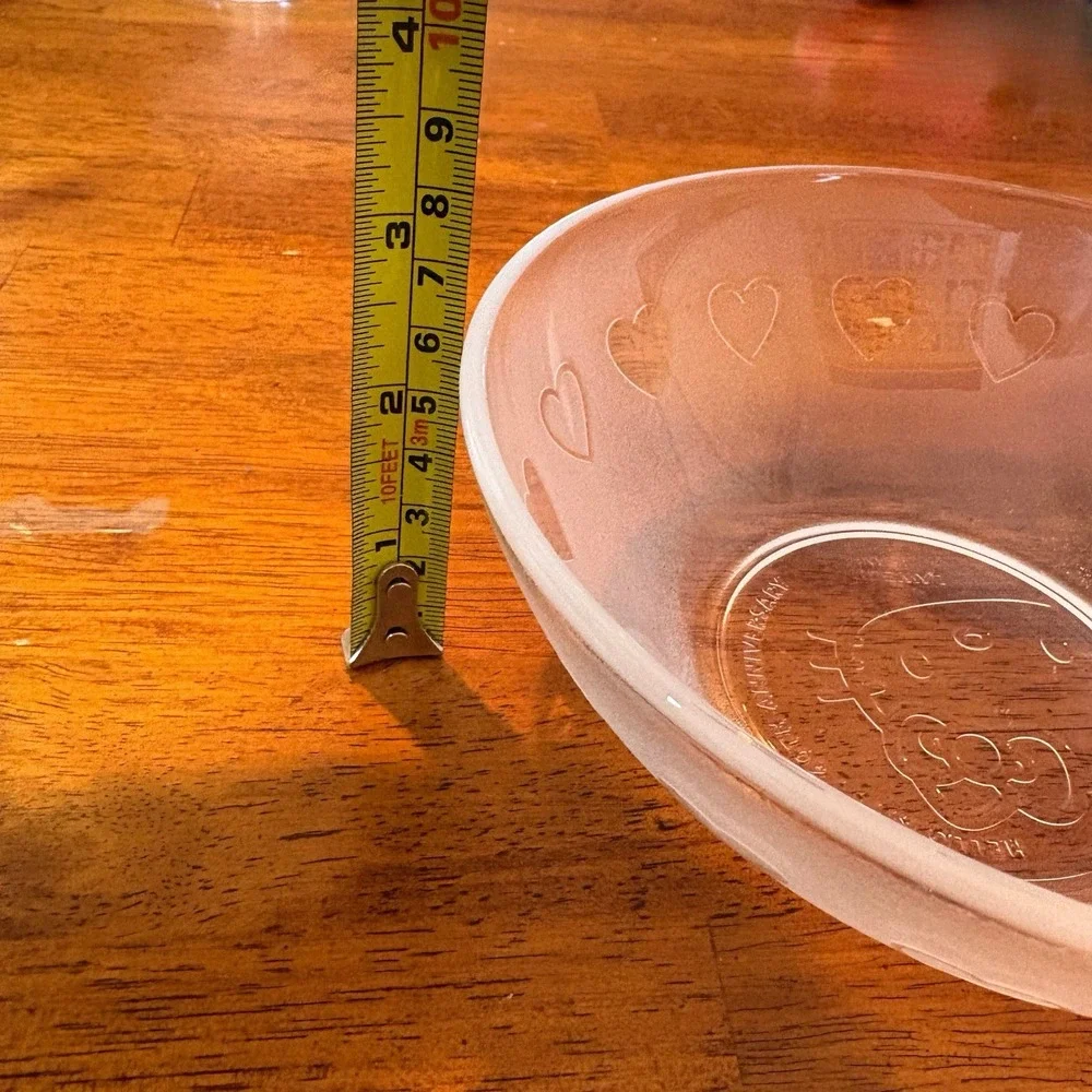 Hello Kitty‎ 40th Anniversary Frosted Glass Bowl With Heart Design RARE!